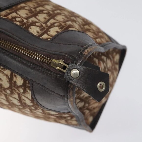 Christian Dior Trotter Canvas Hand Bag Brown Gold Auth 128326 - Picture 10 of 16